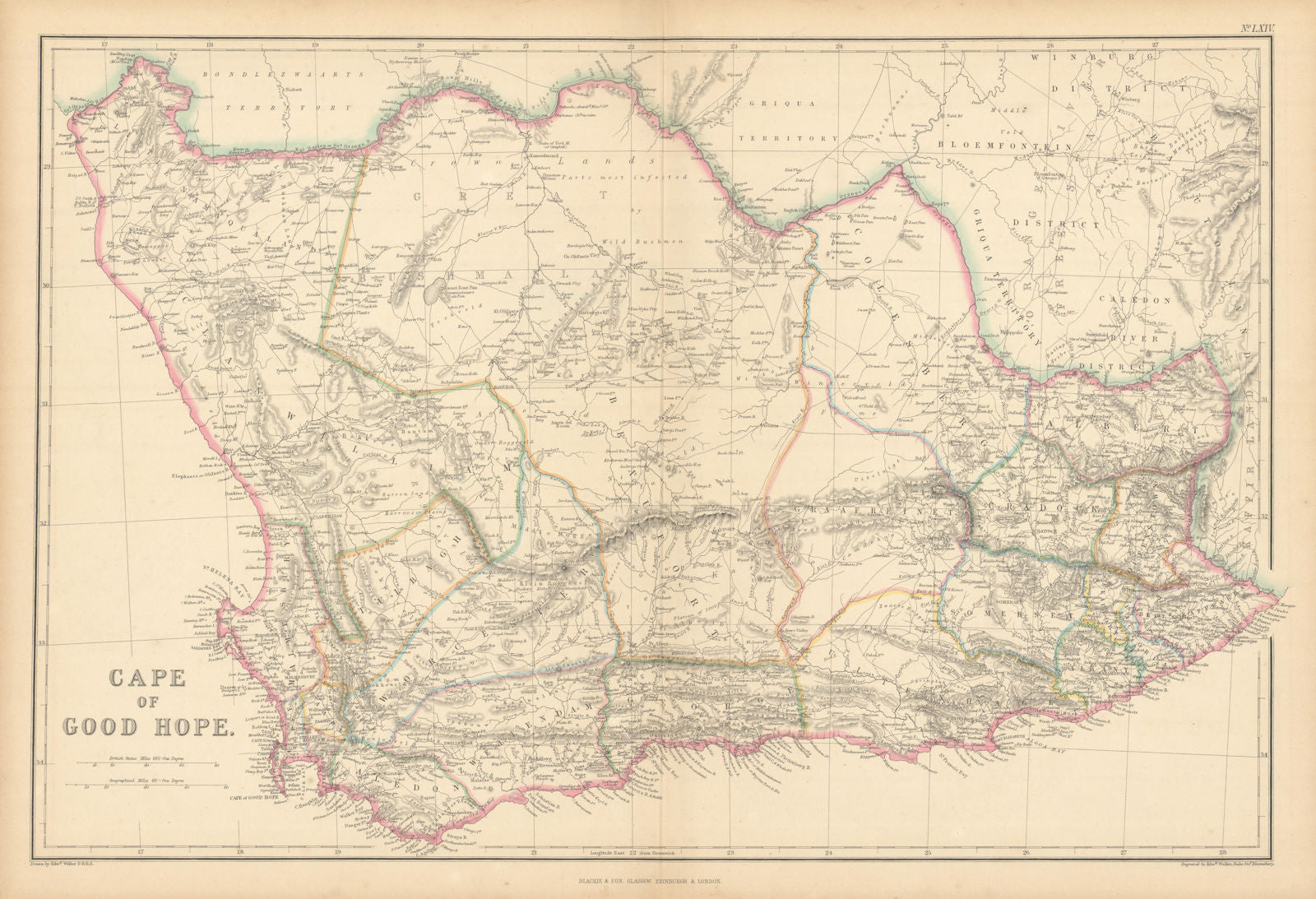 Cape of Good Hope by Edward Weller. South Africa 1859 old antique map chart